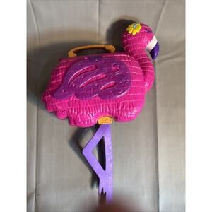 Polly Pocket Large Flamingo Party Portable Playset Pink **NOT Complete A S IS***
